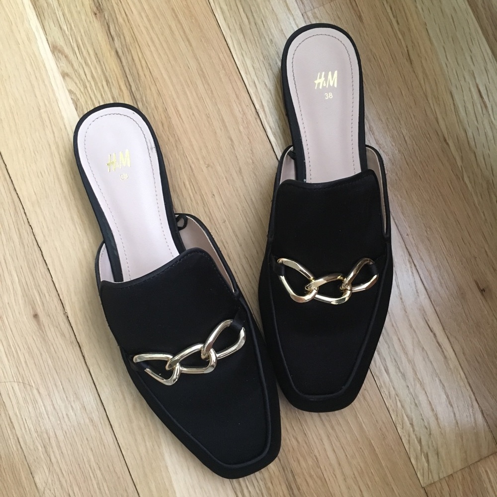 Black Satin Slip-On Loafers